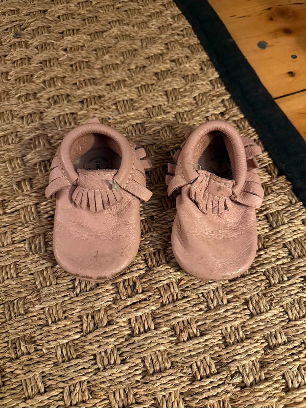 Freshly Picked Blush Pink Fringe Baby Moccasins